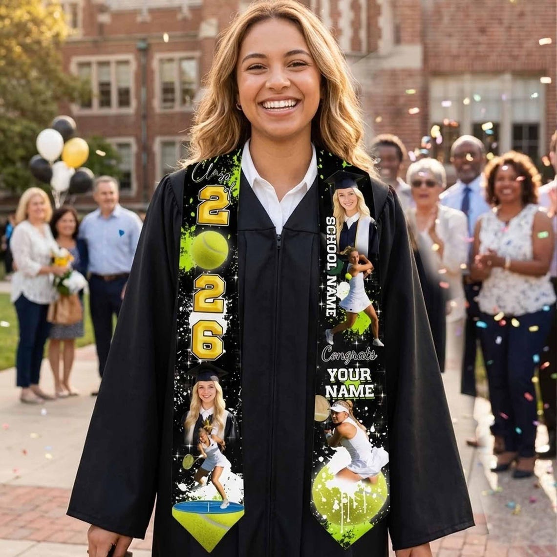 Custom 2026 Sporty Style Graduation Stole With Pictures: Personalized ...