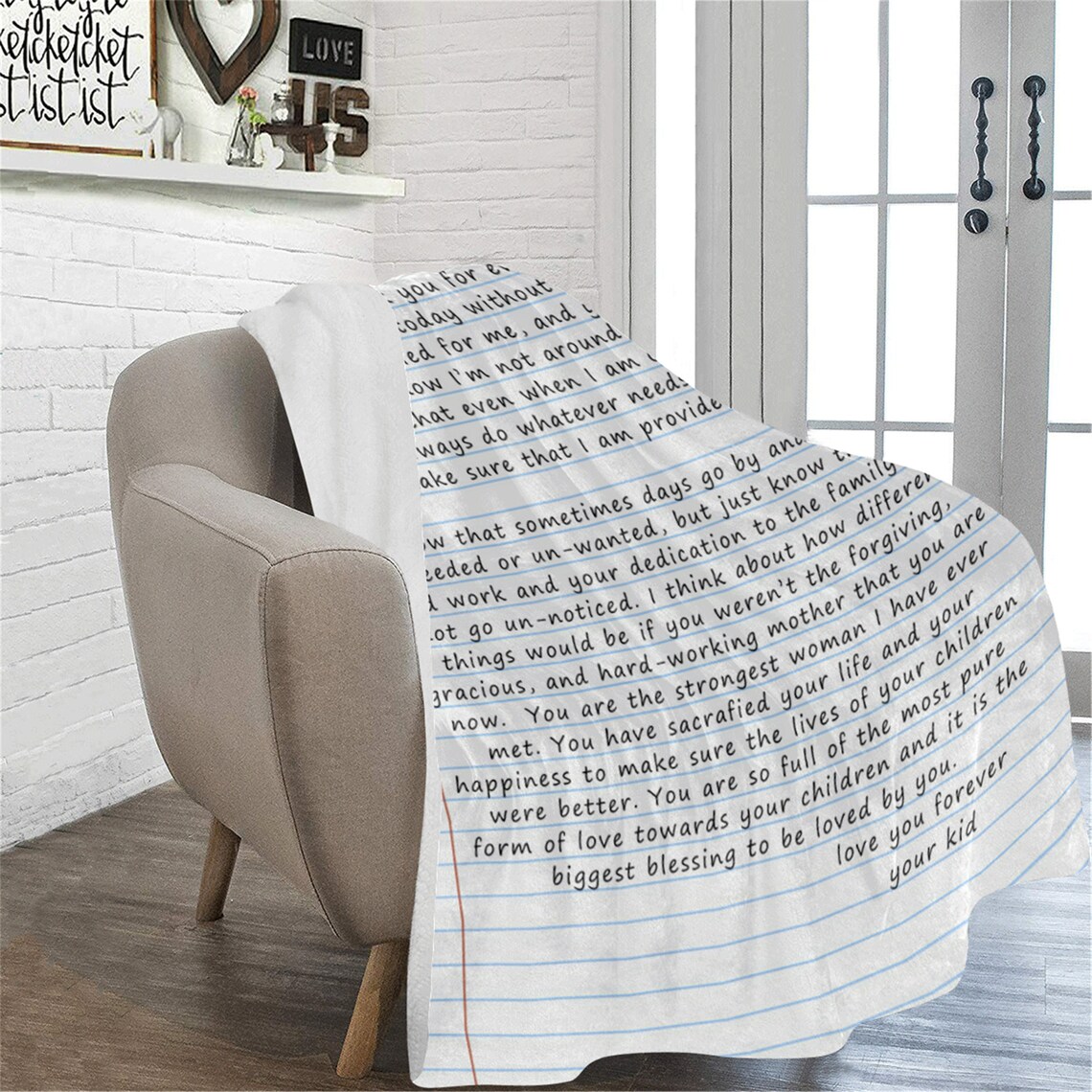 Custom Fleece Blanket with Text Thank You Mom Personalized Etsy