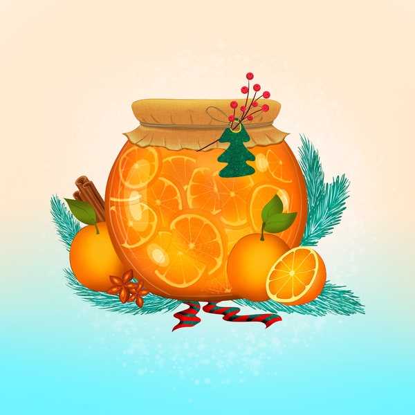 Orange jam in a glass jar. Wide format digital image 4688x4368px. Orange jam in glass jar. Widescreen image 4688x4368