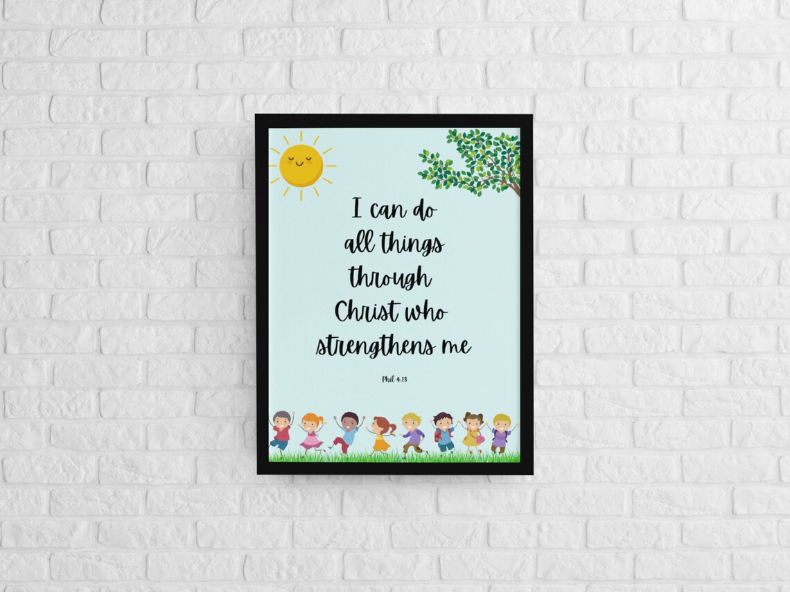 Philipians 4:13, Christian Wall Art, Kids Room Decor, Bible Verse ...