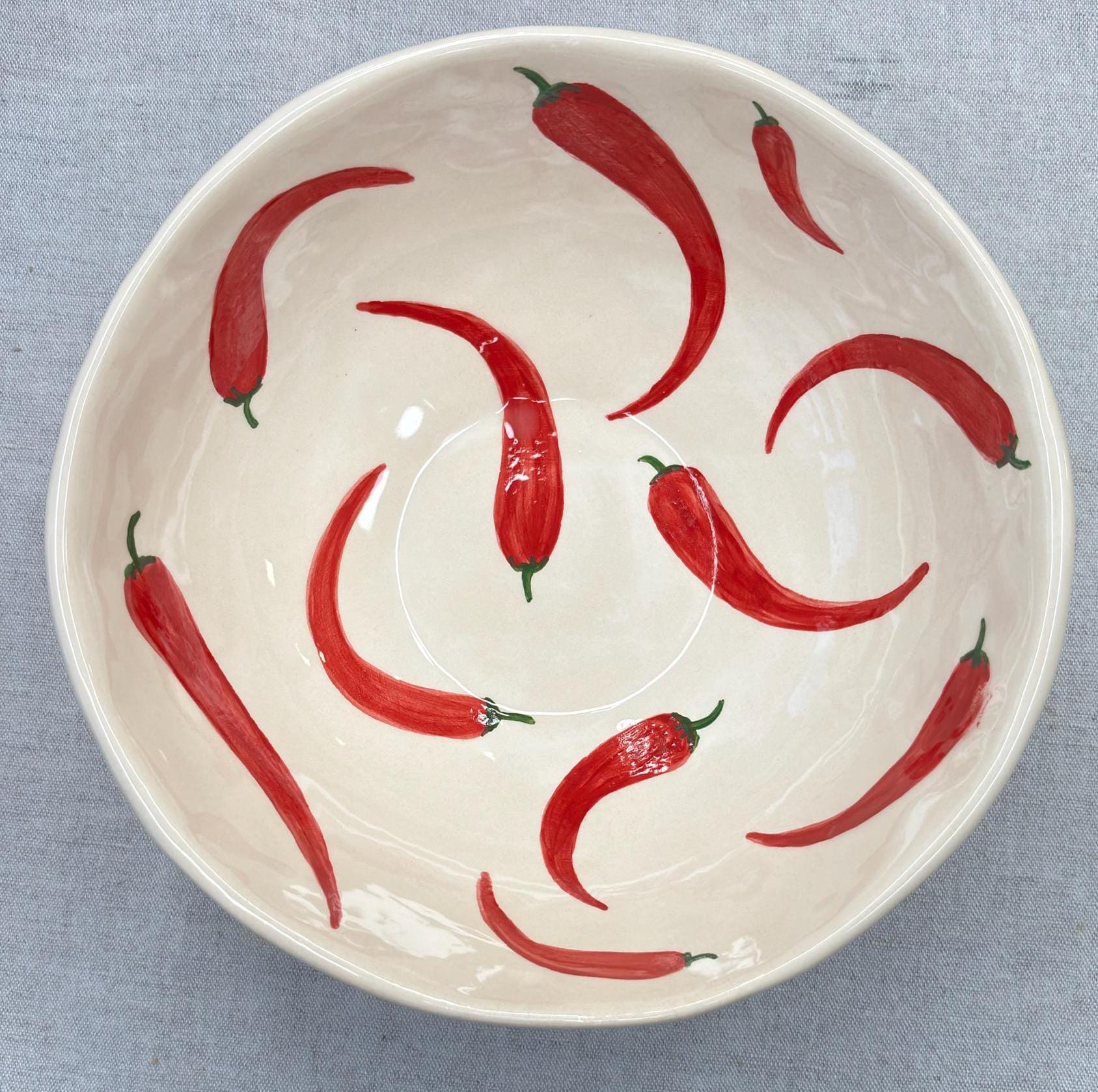 Keramik Schüssel HERBS 30 Cm Mit Kräuterdekor