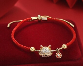 Cute Red Rope Year of the Dragon Bracelet, Lucky Handchain for Women, Best Gift for Mother, Sister, Wife, Girlfriend, Birthday