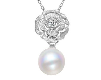 S925 Flower Pearl Necklace, Sterling Silver Pendant Setting, Semi-mount Pearl Mounting, Jewelry Making Supplies, Best Gift For Her