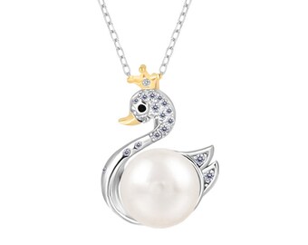 925 Sterling Silver Pendant Setting, Semi Mount for Half Drilled Pearls, Swan Queen Necklace Bail, DIY Findings for Jewelry Making KTP101