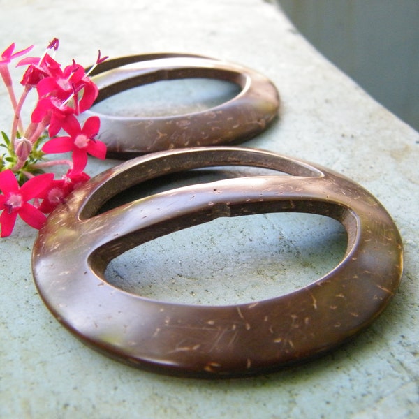 2 PCs 60 mm Coconut Shell Belt Buckle Natural Round Shaped