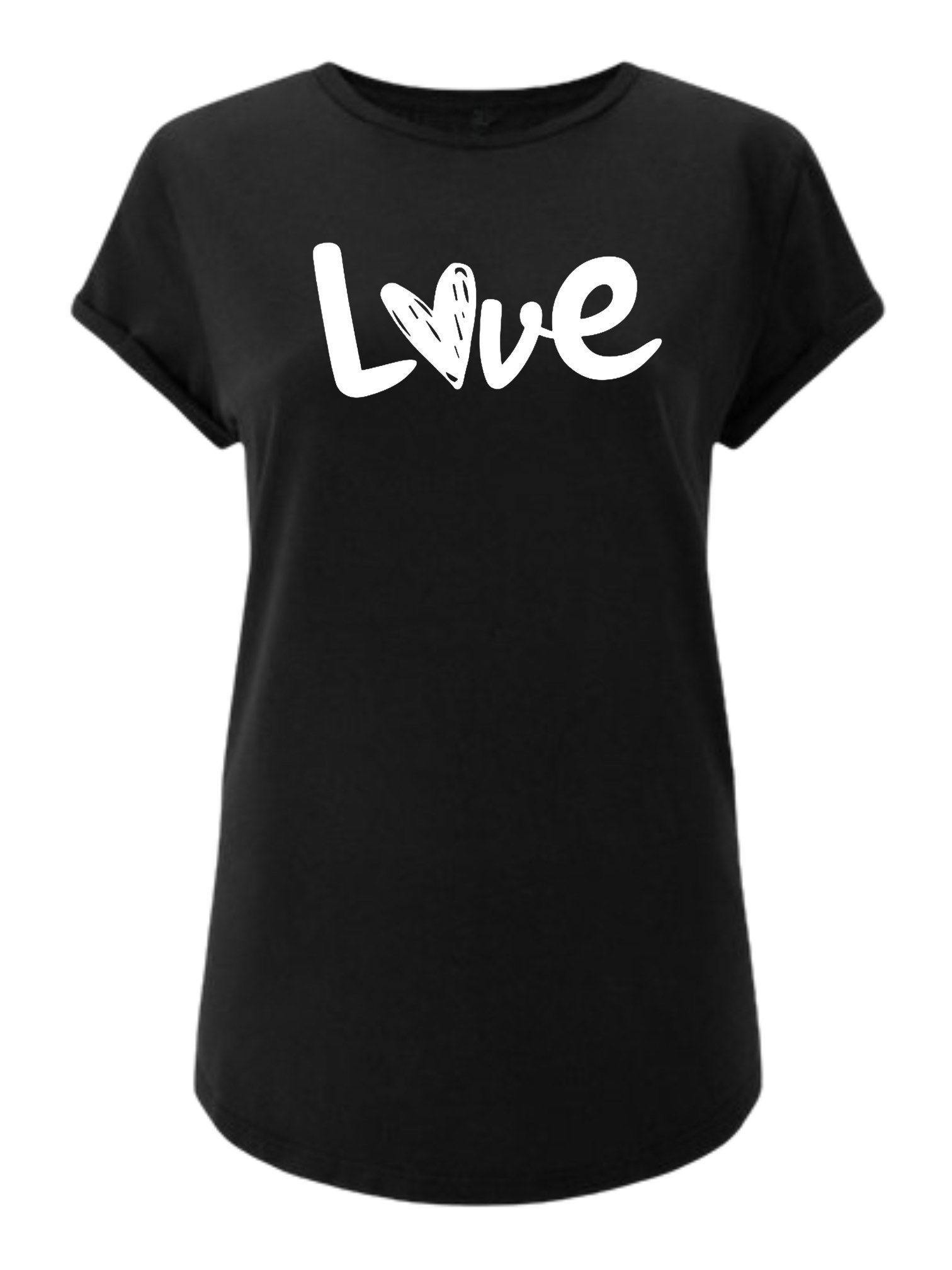 HEART PRINTED SHIRT Black love Tee Shirt Women Graphic | Etsy