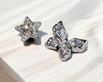 Rhinestone Croc Charms: Butterfly & Star Shoe Accessories