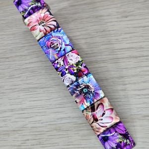 Purple floral french Barrette, Womens Hair Clips, Hair Accessories uk, Floral Print Secure Fastening Hair Accessories