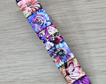 Fermaglio per capelli francese con motivo floreale viola, da donna, in lega di zinco, con chiusura sicura.