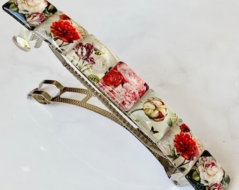 Vintage flower hair accessories, womens hair barrette, French Barrette secure hair clips for all hair types, flower hair clips. Gift for her