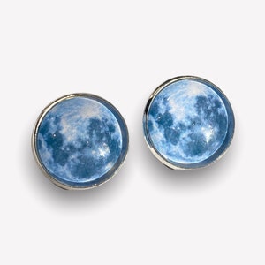Clip on earrings, Moon non Pearce earrings, clip on earrings uk, handmade earrings for Women. Full moon silver dangle earrings Uk,