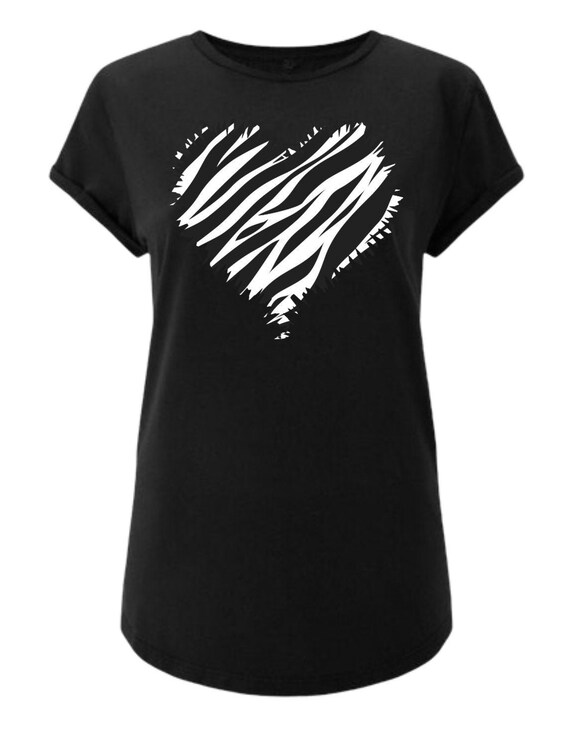 Womens T-shirt With Zebra Print Heart 