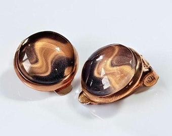Brown Boho Clip On Earrings, Non Pierced Stud Earrings, Handmade Jewellery UK