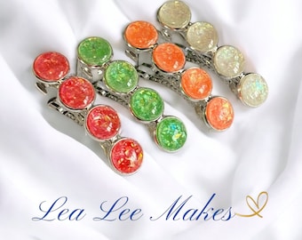 Iridescent Resin Barrette: Silver French Hair Clip