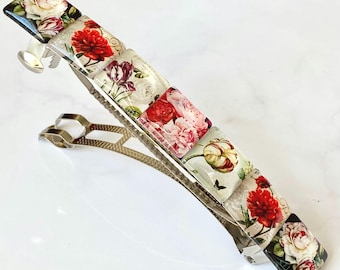 Pasador francés floral vintage: pinza para el cabello con flores de seguridad