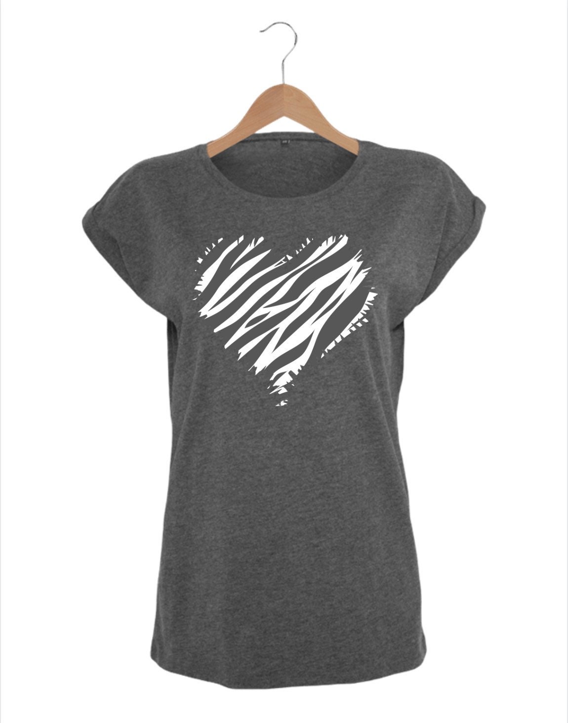 Womens T-shirt With Zebra Print Heart Womens Top Womens - Etsy UK