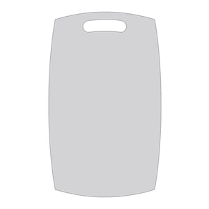 Peut inclure: Une planche à découper en plastique gris avec une poignée.
