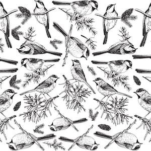 Underglaze Transfer, Ceramic Decal - Chickadees