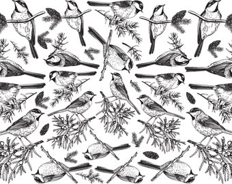 Underglaze Transfer, Ceramic Decal - Chickadees