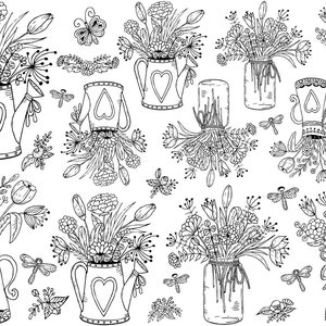 Trasferimento sotto smalto, decalcomania in ceramica - Garden Bouquets