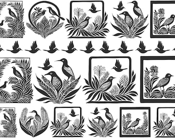 Underglaze Transfer, Ceramic Decal - Birds in Flora