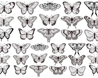 Underglaze Transfer, Ceramic Decal - Butterflies and Moths