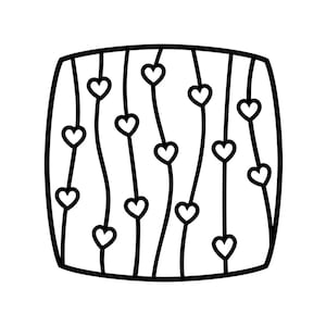 String of Hearts Spherical Square Stencil, Stencil for Clay