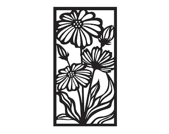 Daisy Rectangle Stencil 3.5x6.5", Schablone für Modelliermasse