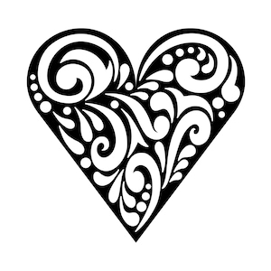 Pochoir coeur tourbillonnant, pochoir pour argile