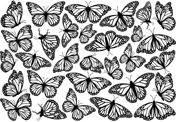 Underglaze Transfer, Ceramic Decal - Monarch Butterflies