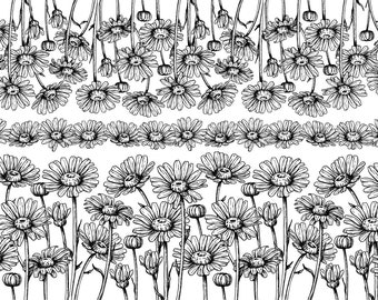 Underglaze Transfer, Ceramic Decal - Field of Daisies