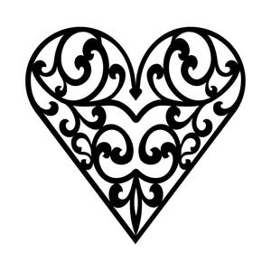Curly Heart Stencil, Stencil for Clay