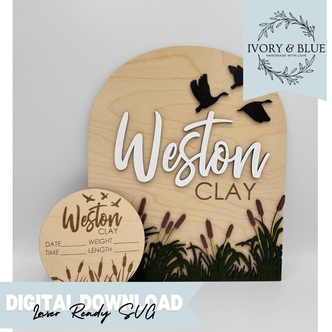 DIGITAL DOWNLOAD Baby Name Announcement Photo Prop Sign | SVG | Laser ...
