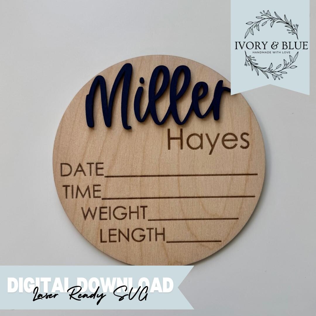 DIGITAL DOWNLOAD Baby Name Announcement Photo Prop Sign | SVG | Laser ...