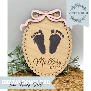 DIGITALE DOWNLOAD Babynaam aankondiging foto prop teken | SVG | Lasergraveerder | Bestand knippen | Boog | Vintage | Geboortestatistieken | Meisje | Antiek