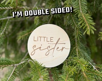 Little Brother | Little Sister | Baby Shower | Reversible | Sibling | New Baby | Sprinkle Gift | Wood Engraved | Baby | New Mom | Mama Gift