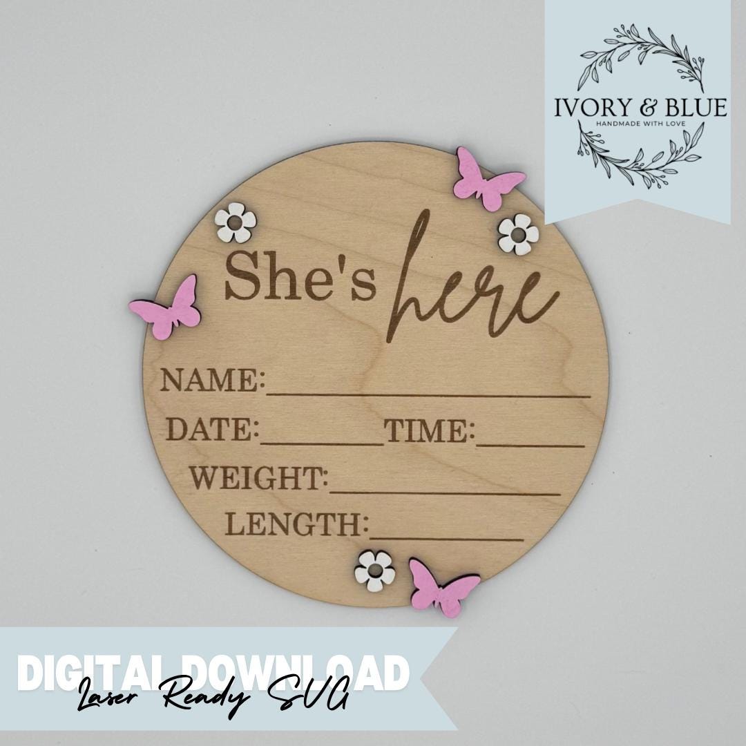 DIGITAL DOWNLOAD Baby Name Announcement Photo Prop Sign | SVG | Laser ...