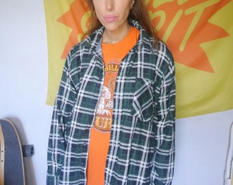 Vintage Blue Green Plaid Check Shirt