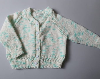 9-12 months approx hand knitted and hand embroidered personalised name baby cardigan