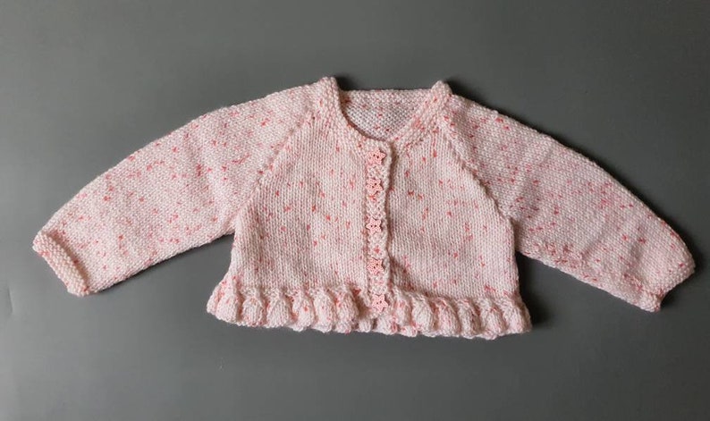3-6 months approx Hand Knitted and Embroidered Personalised Baby Name Cardigan Upstitched Knits