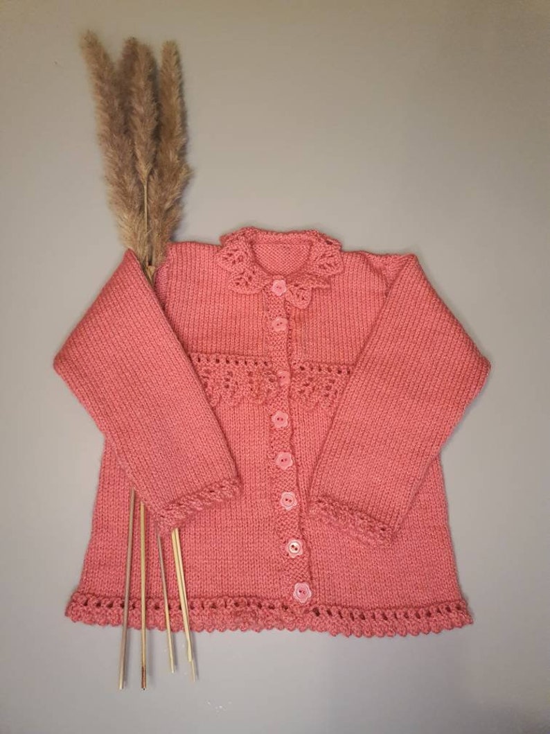 band knitted and hand embroidered personalised name baby cardigan 9-12 months approx