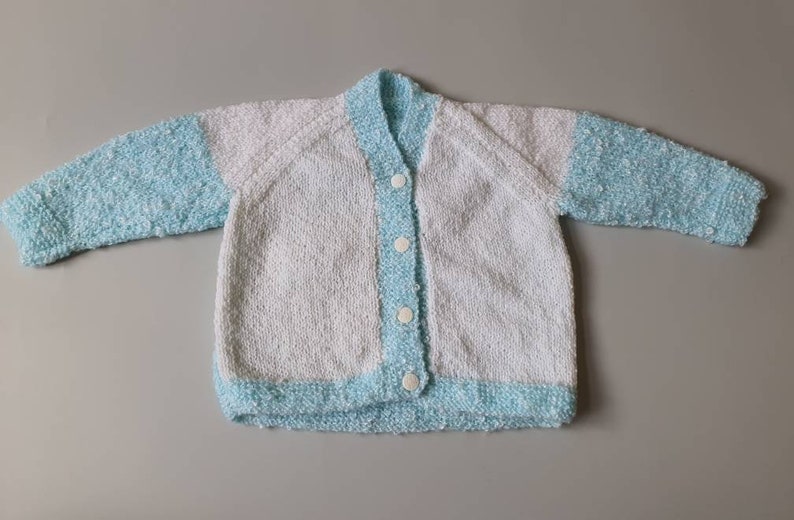 9-12 months approx hand knitted and hand embroidered personalised name baby cardigan