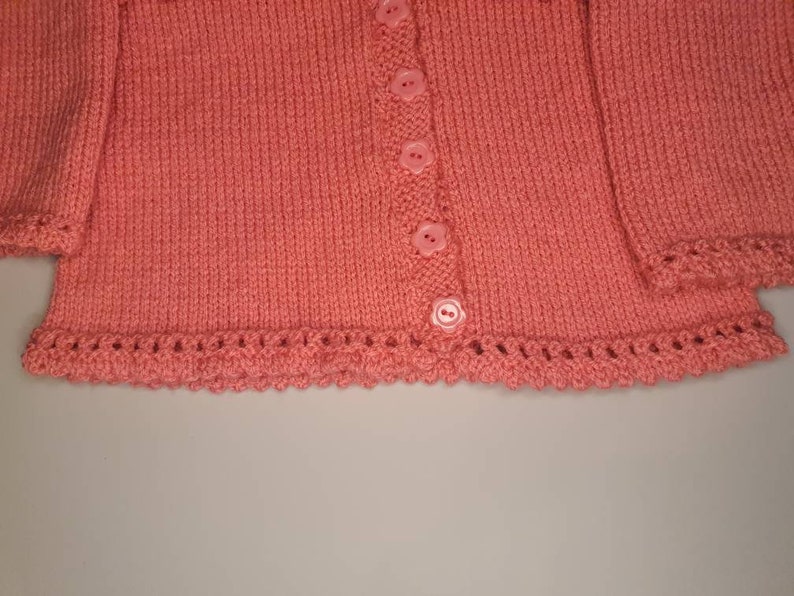 band knitted and hand embroidered personalised name baby cardigan 9-12 months approx