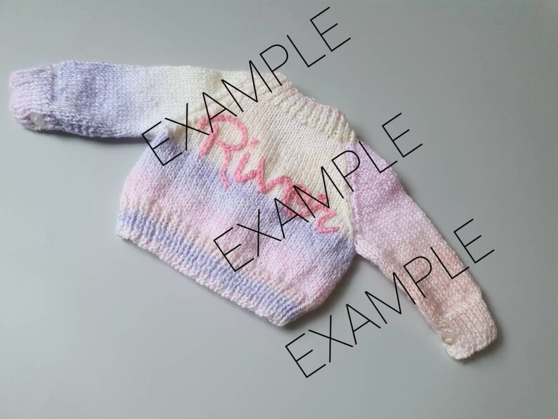 9-12 months approx hand knitted and hand embroidered personalised name baby cardigan