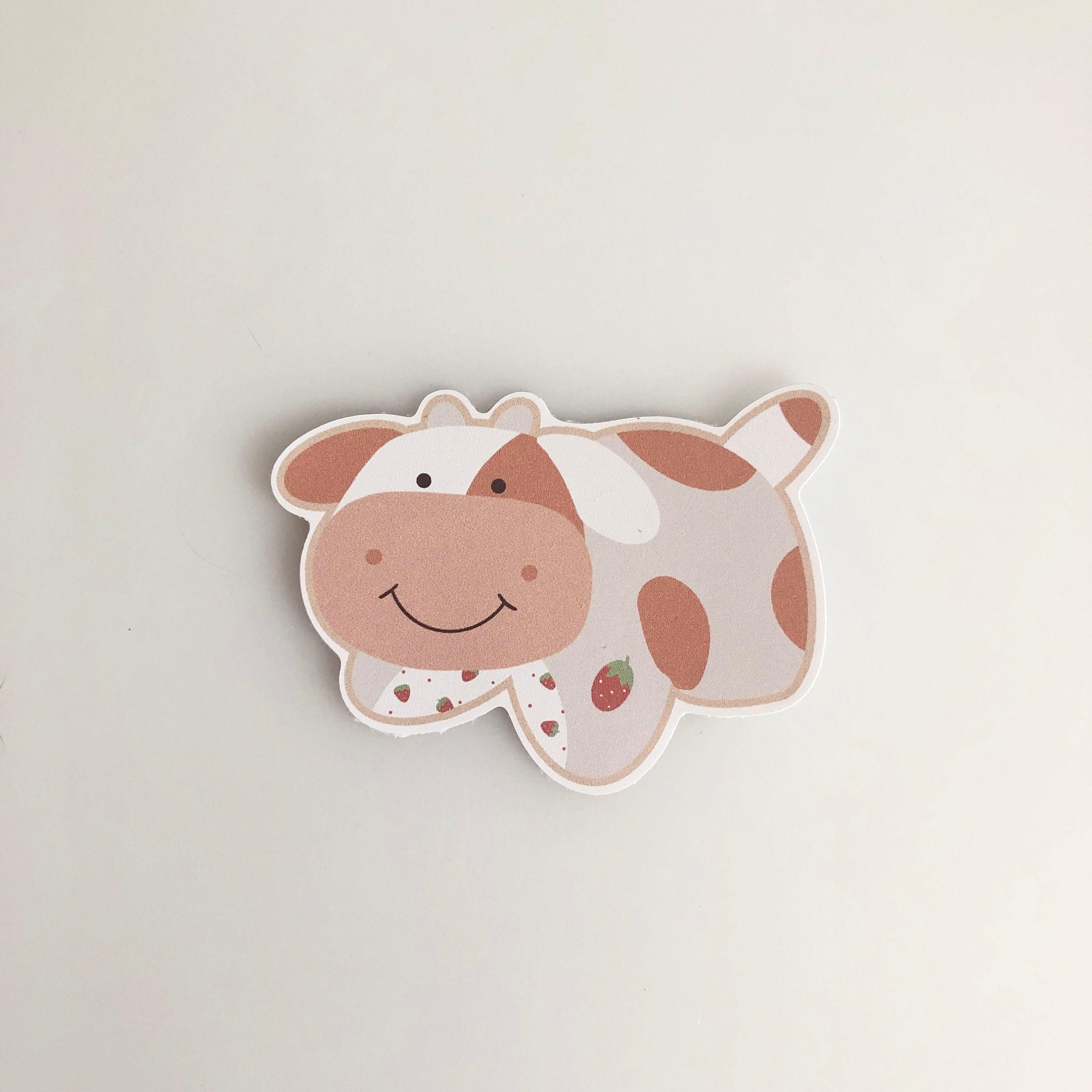 Strawberry Cow Matte Vinyl Sticker - Etsy