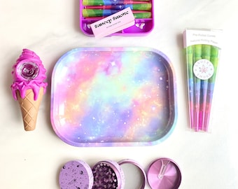 Out of this World Smoke Kit • Galaxy Grinder • Pre Rolled Cones • Smoke Accessories • Galaxy Tray • Smoke Gifts for Her • Smoker’s Gift