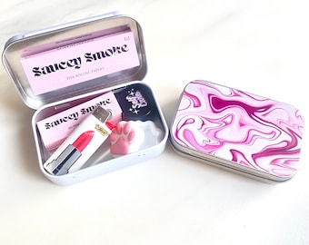 Pink Swirls Smoke Kit • Swirls Smoke Kit • Ultimate Smoke Kit • Smoke Accessories • Lipstick Lighter • Pink Rolling Papers, Pink Filter Tips