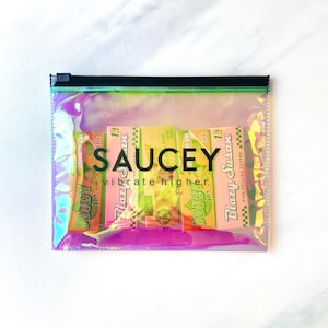 Holographic Pouch with Zipper • Cosmetic Pouch • Transparent Bag • Girly Smoke Pouch • Multipurpose •  Smoke Accessories