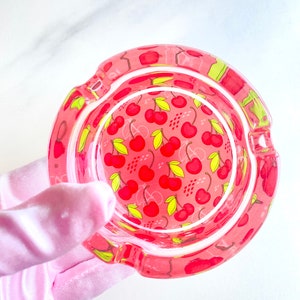 Cherry Ashtray • Glass Ashtray • Ashtray for Her • Red Ashtray • Fruit Ashtray • Girly Ashtray • Smoke Accessories • Cute Cherry Ashtray