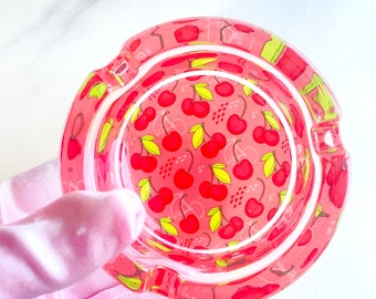 Cherry Ashtray • Glass Ashtray • Ashtray for Her • Red Ashtray • Fruit Ashtray • Girly Ashtray • Smoke Accessories • Cute Cherry Ashtray